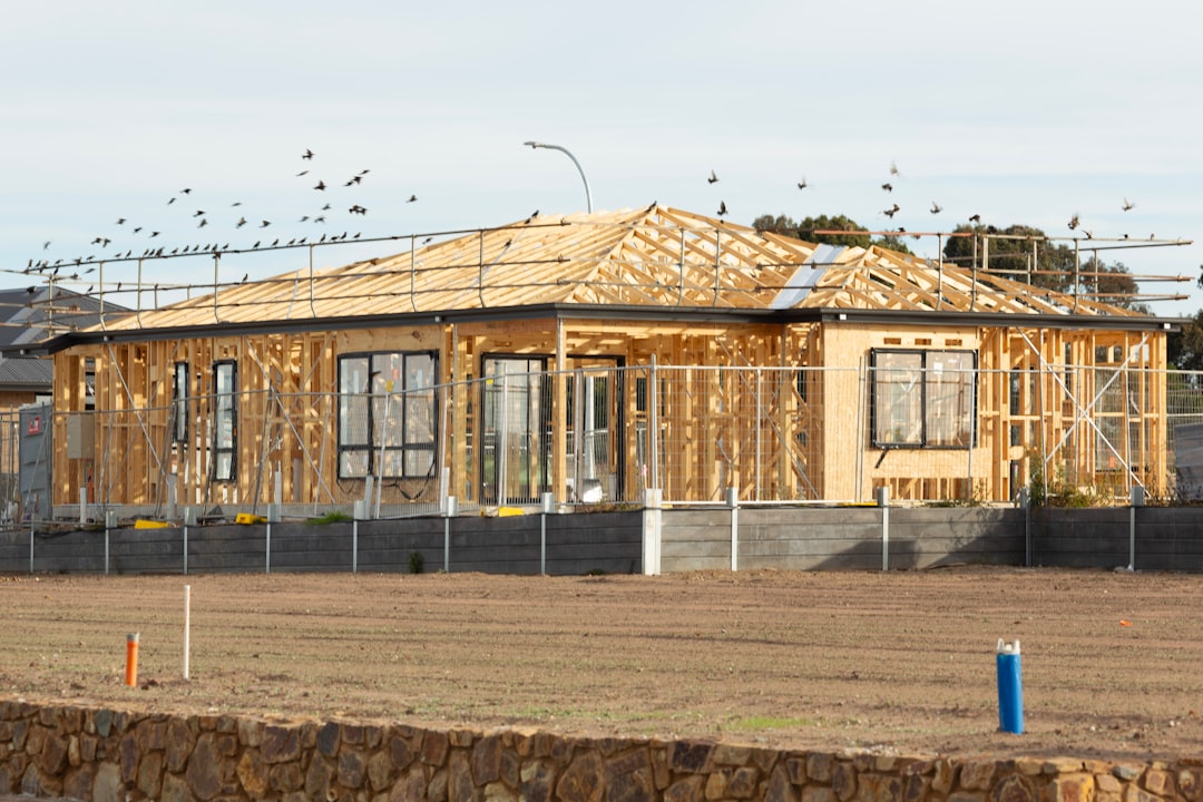 Australian construction site showing building materials and timber frame