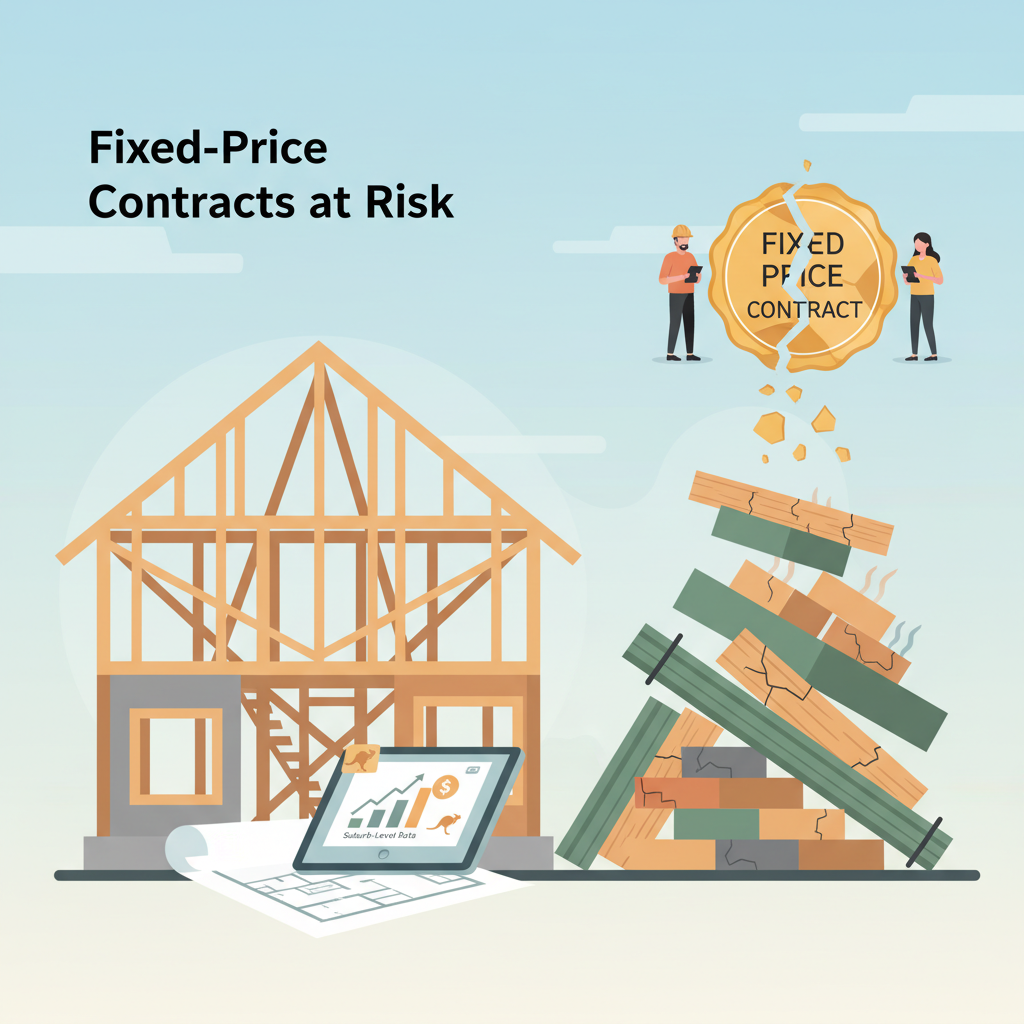 Construction worker looking stressed at a building site amidst rising material costs